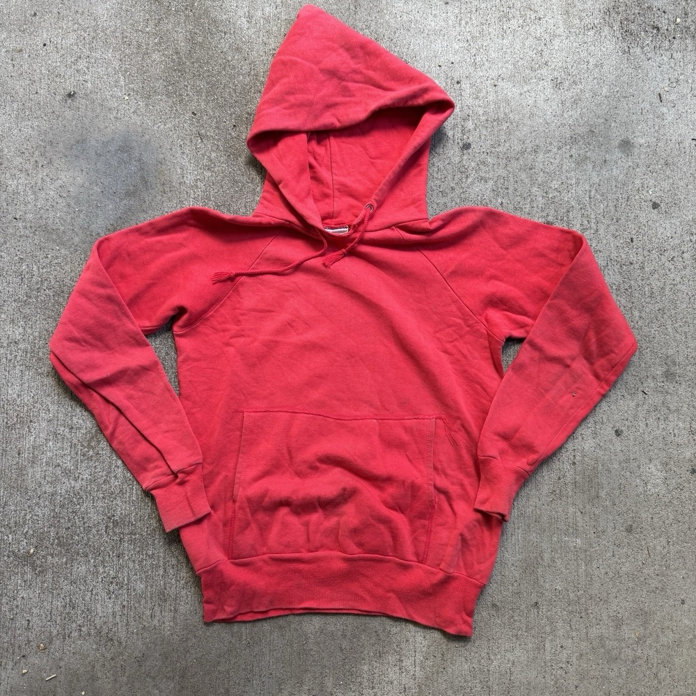 Vintage 60s 70s Red Hoodie Sweatshirt Ted Williams Small Blank Sears Roebuck